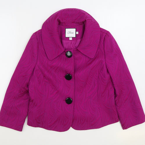 Chaus Womens Pink Geometric Jacket Size 10 Button