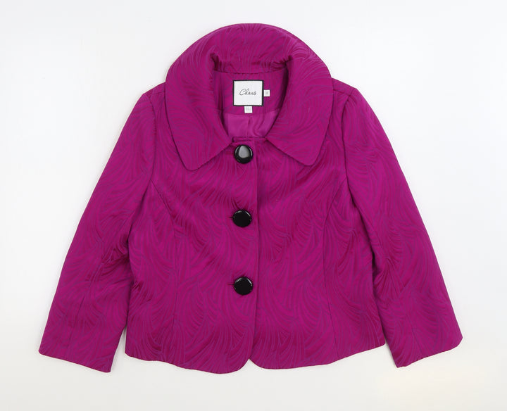Chaus Womens Pink Geometric Jacket Size 10 Button