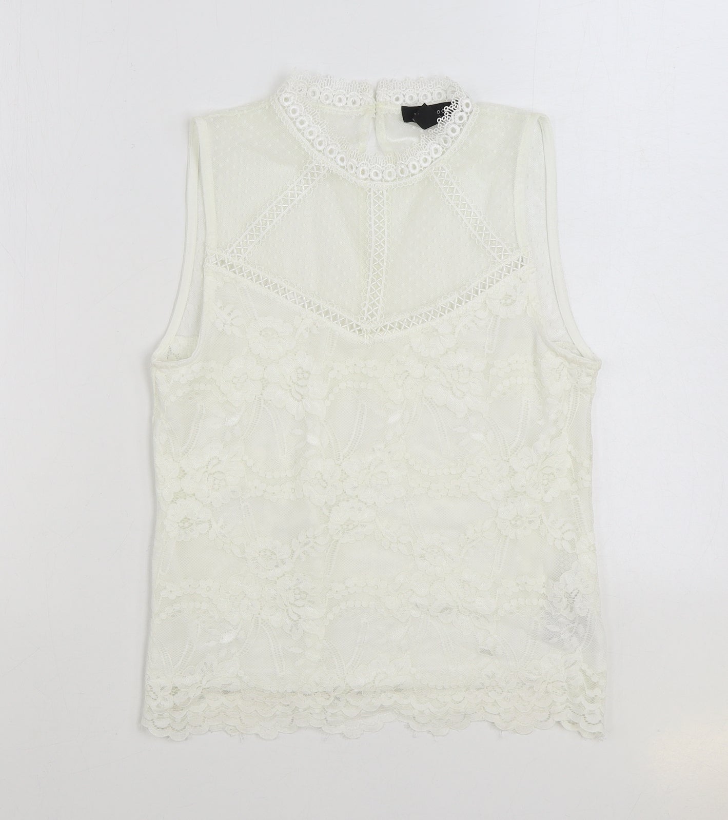 New Look Womens White Polyester Basic Blouse Size 8 High Neck