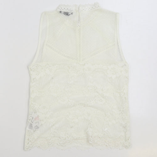 New Look Womens White Polyester Basic Blouse Size 8 High Neck