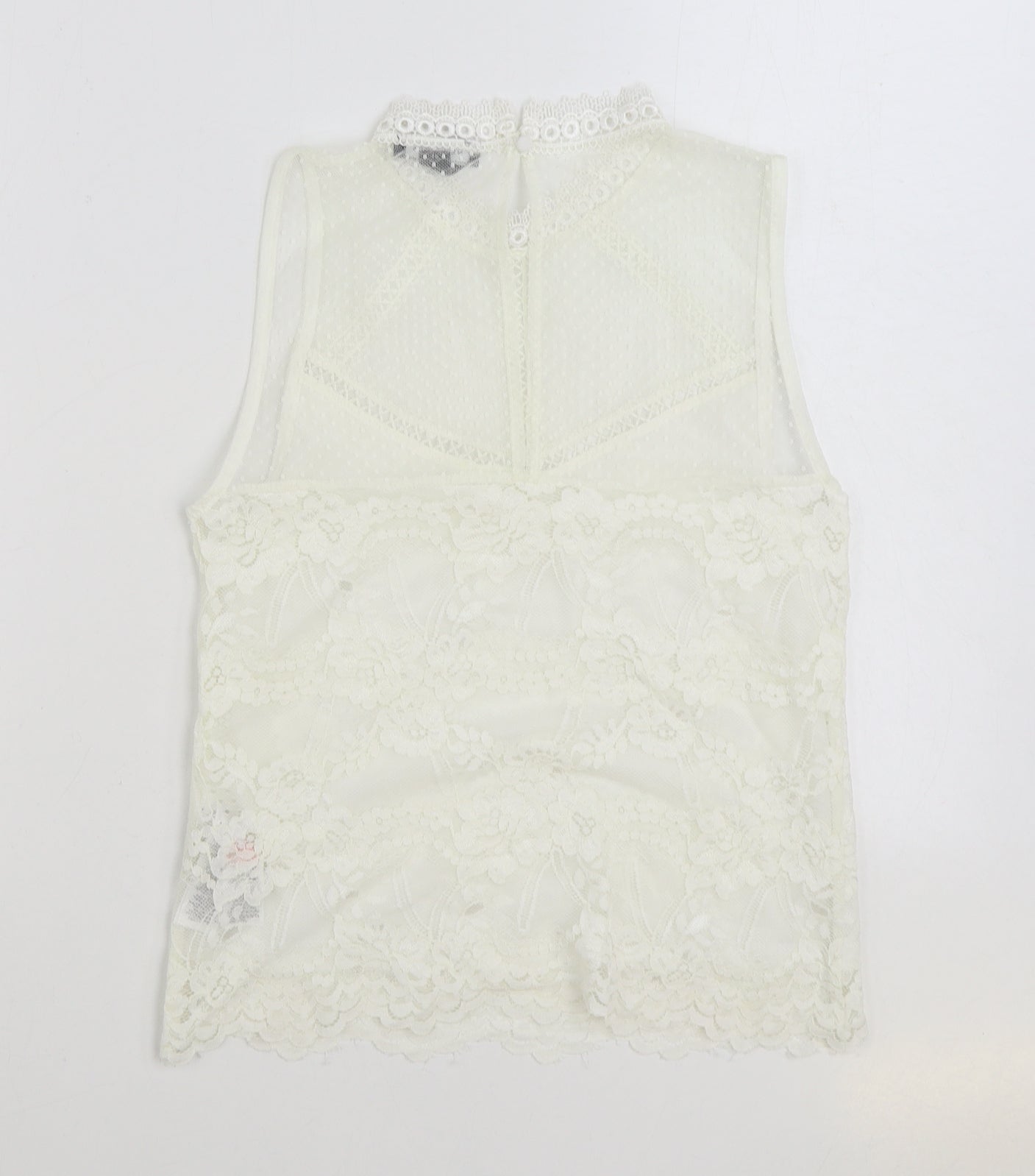 New Look Womens White Polyester Basic Blouse Size 8 High Neck