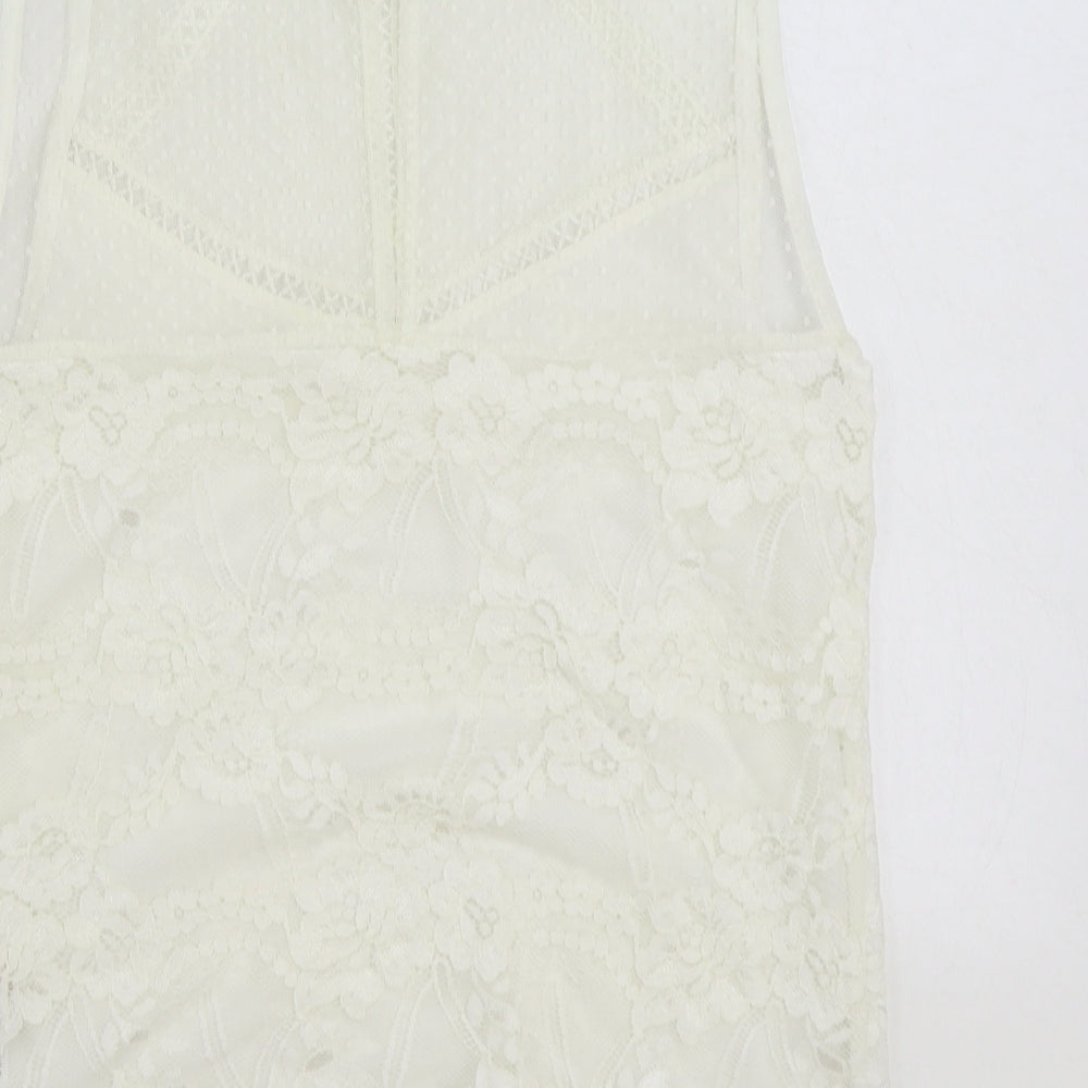 New Look Womens White Polyester Basic Blouse Size 8 High Neck