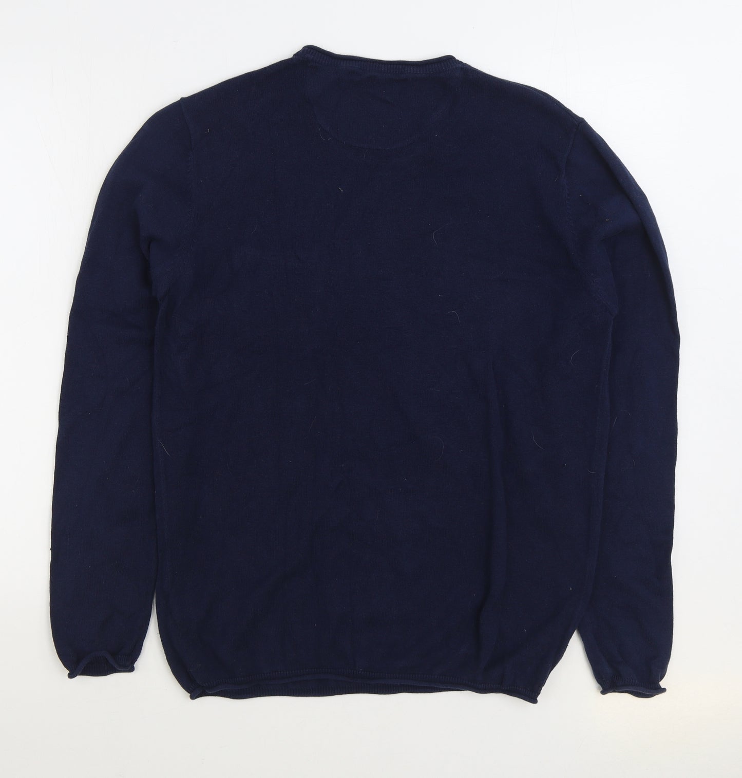 Springfield Mens Blue Round Neck Cotton Pullover Jumper Size L