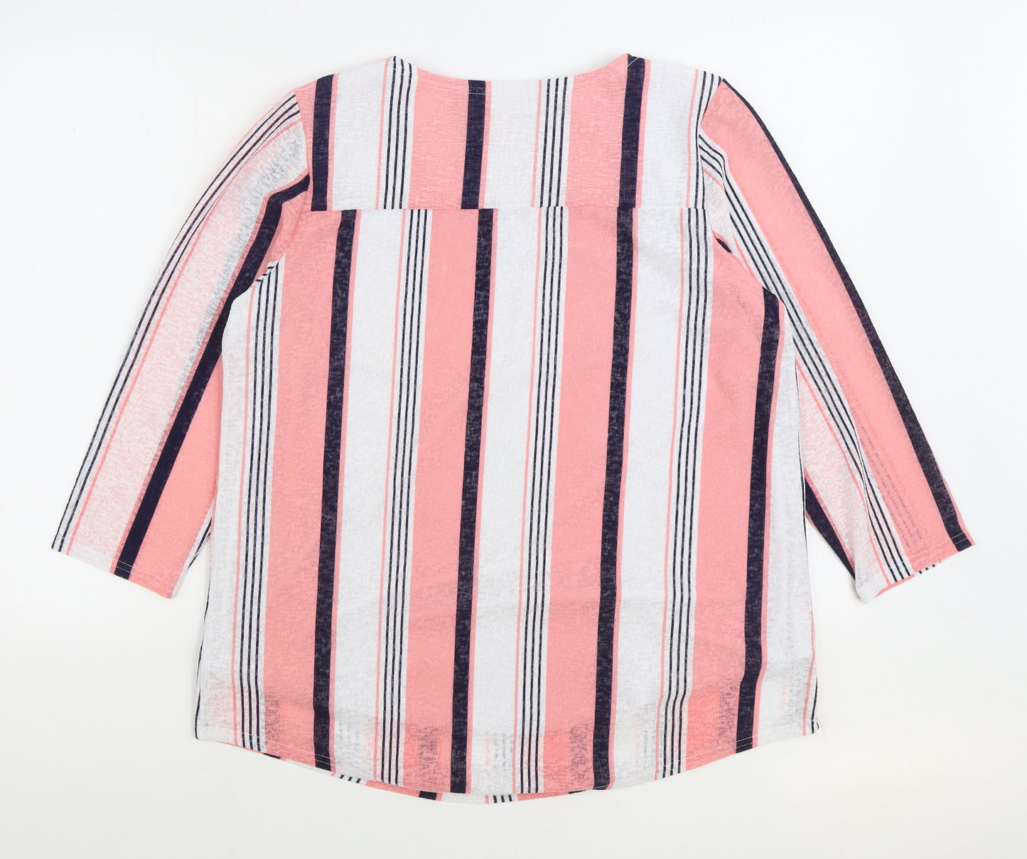 Gerard Womens Pink Striped Polyester Basic Blouse Size 16 Round Neck