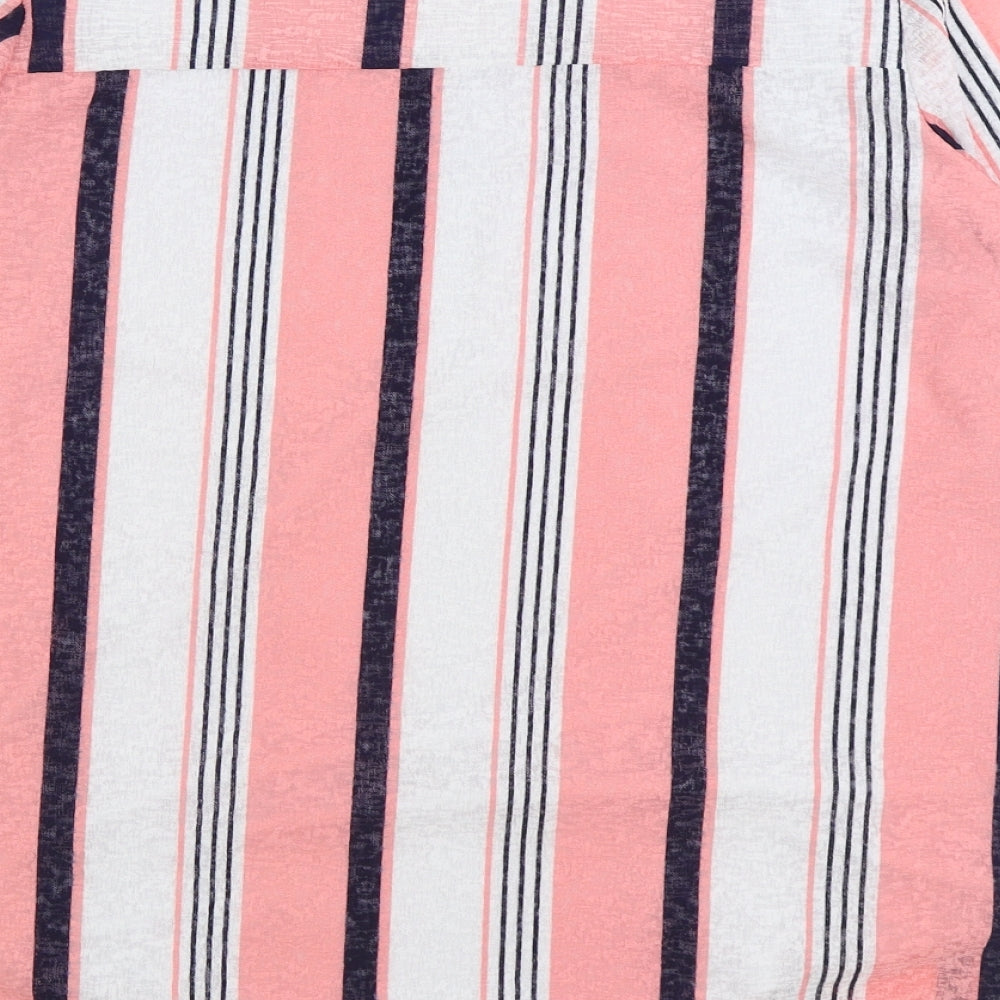 Gerard Womens Pink Striped Polyester Basic Blouse Size 16 Round Neck