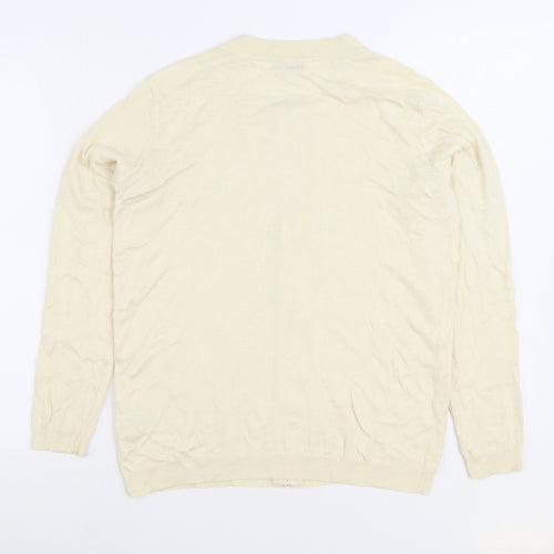 Damart Womens White Round Neck Viscose Cardigan Jumper Size 10