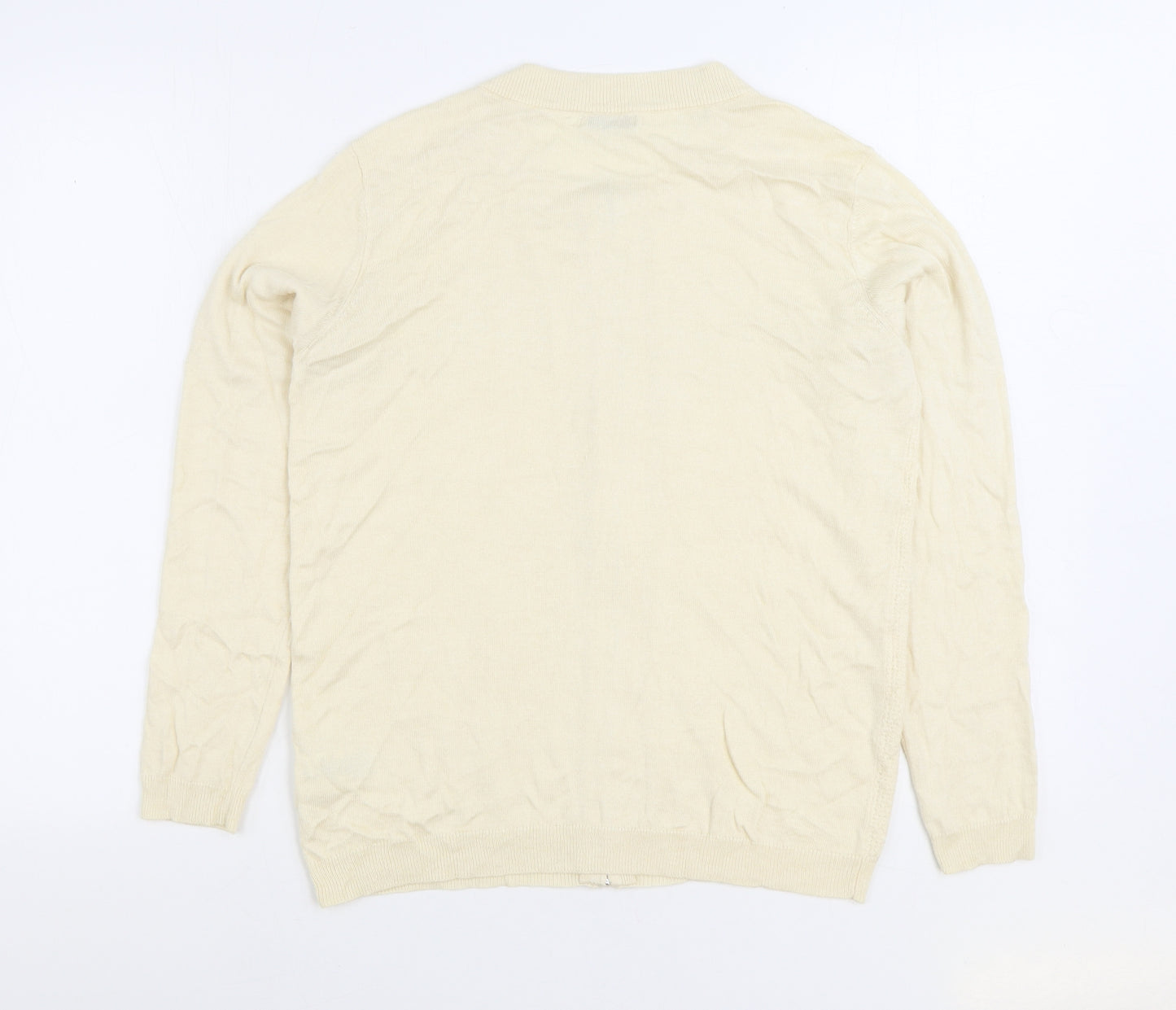 Damart Womens White Round Neck Viscose Cardigan Jumper Size 10