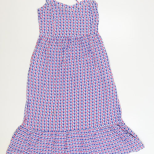 Marks and Spencer Womens Multicoloured Geometric Viscose Trapeze & Swing Size 8 Scoop Neck Pullover