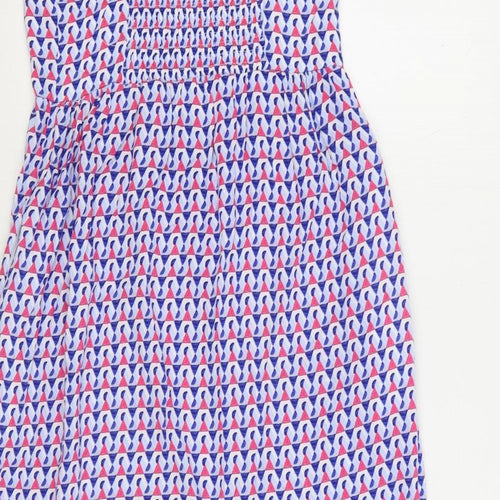 Marks and Spencer Womens Multicoloured Geometric Viscose Trapeze & Swing Size 8 Scoop Neck Pullover