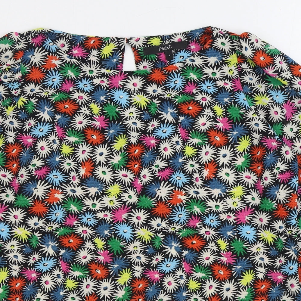 NEXT Womens Multicoloured Geometric Polyester Basic Blouse Size 8 Boat Neck