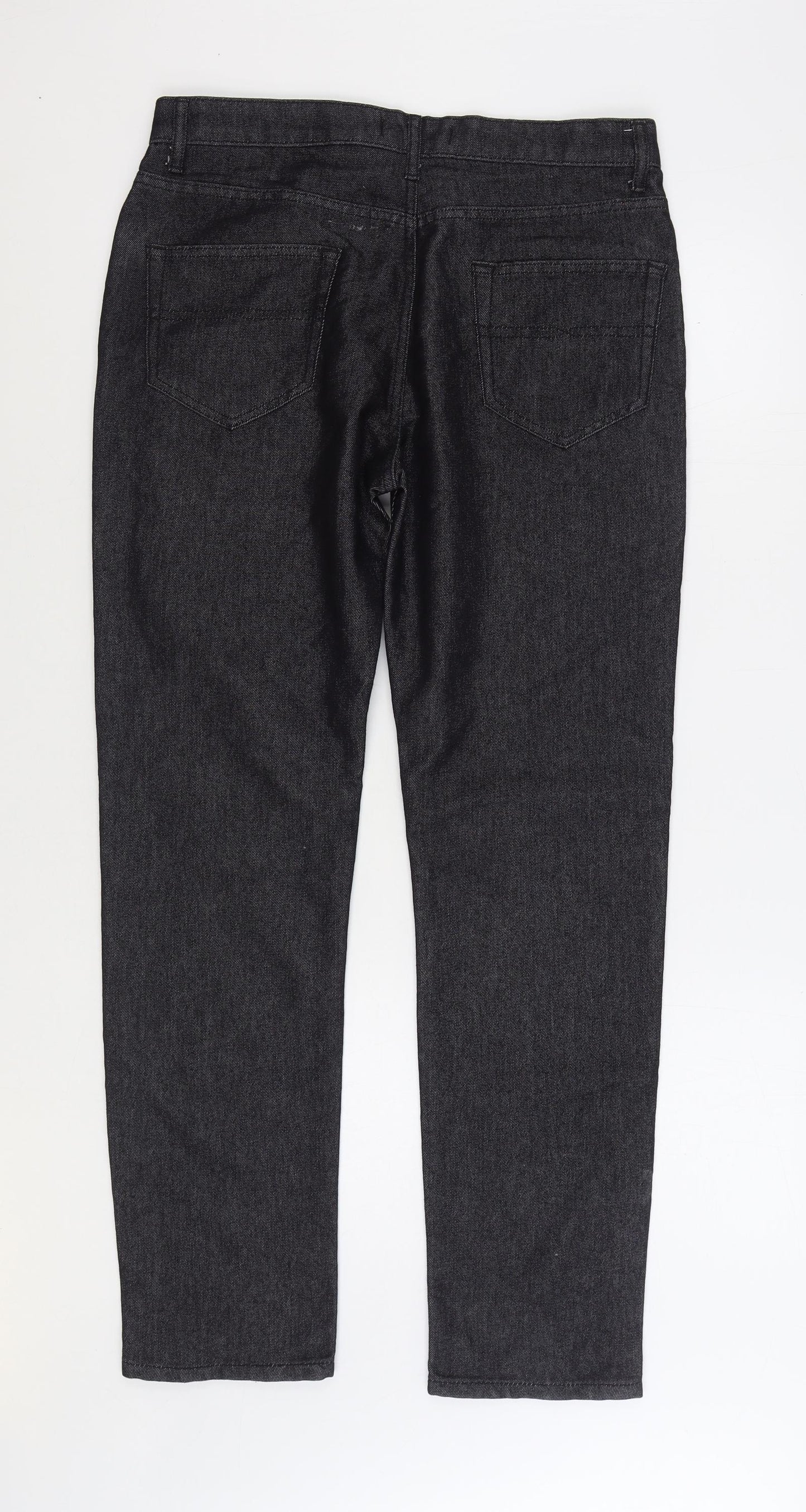 Pep&Co Mens Black Cotton Straight Jeans Size 32 in L32 in Regular