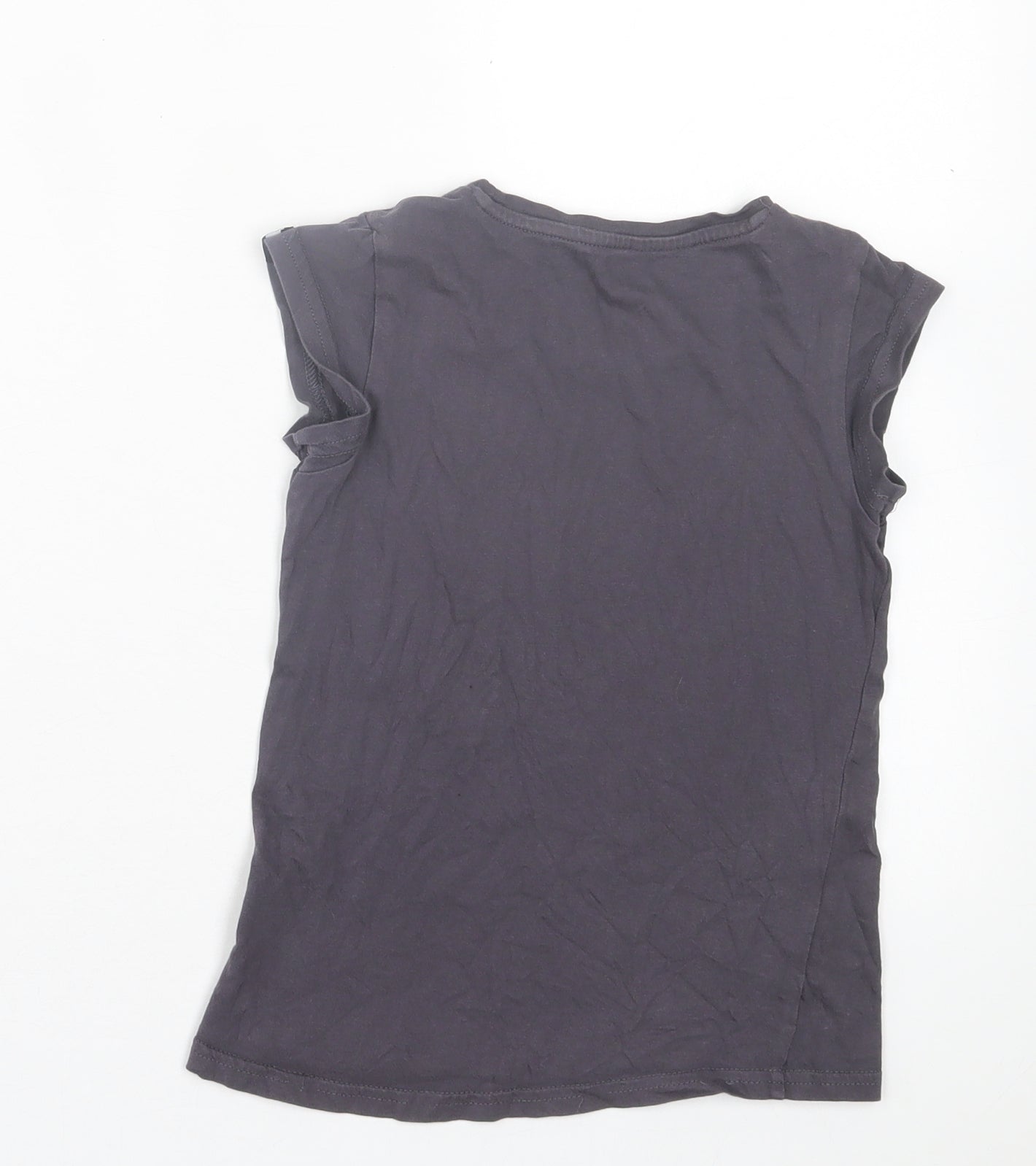 PUMA Girls Grey Polyester Basic T-Shirt Size 5-6 Years Crew Neck Pullover