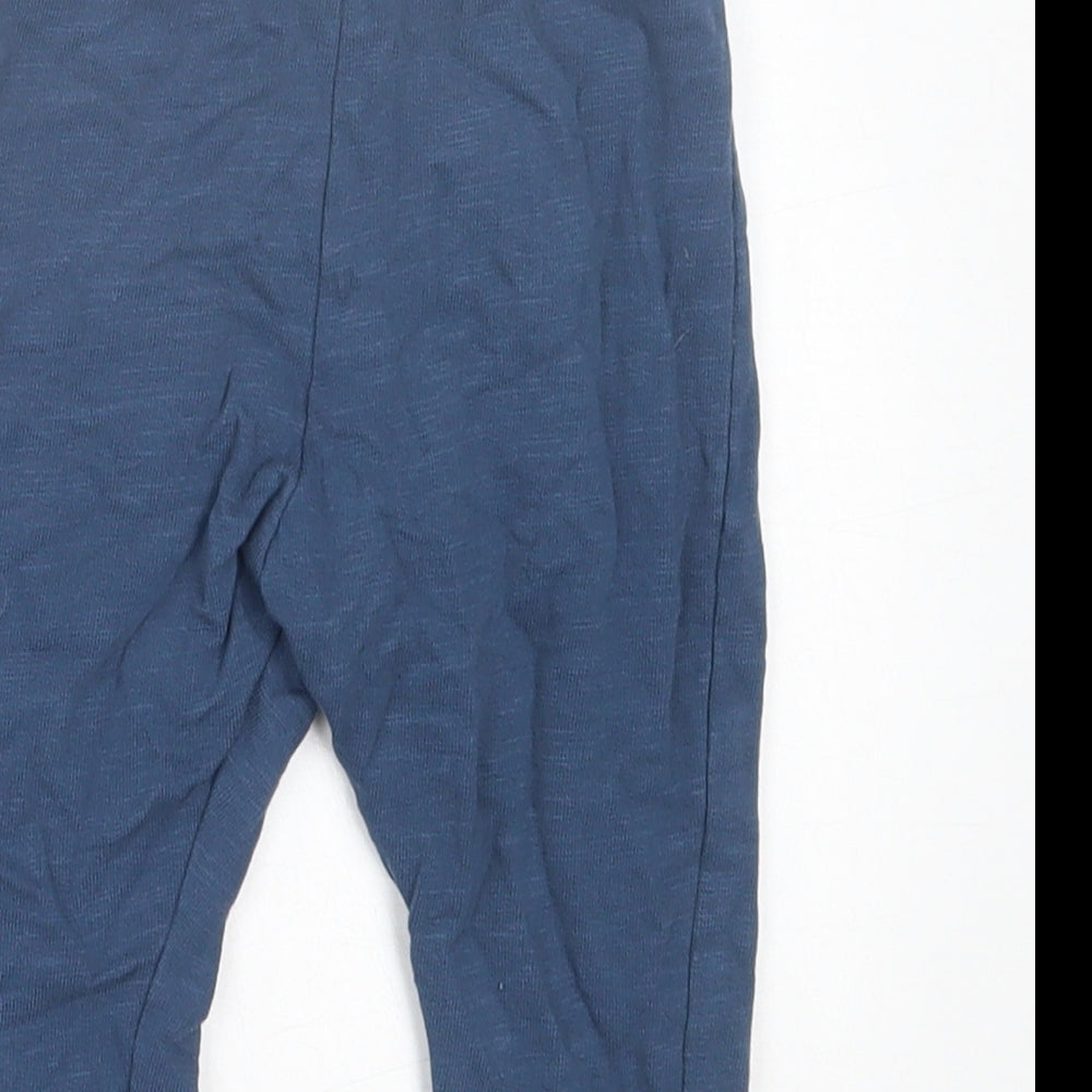 Marks and Spencer Boys Blue Cotton Jogger Trousers Size 9-12 Months Drawstring