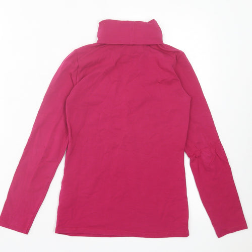United Colors of Benetton Girls Pink Cotton Basic Casual Size 10-11 Years Roll Neck Pullover