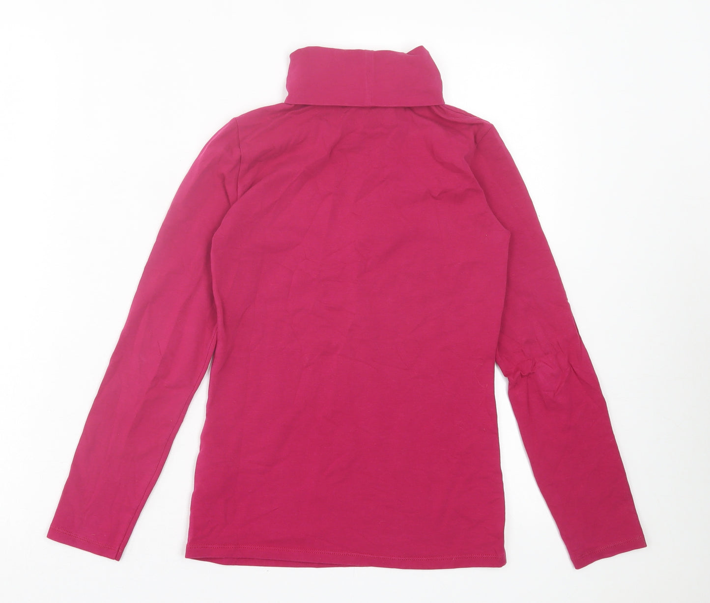 United Colors of Benetton Girls Pink Cotton Basic Casual Size 10-11 Years Roll Neck Pullover