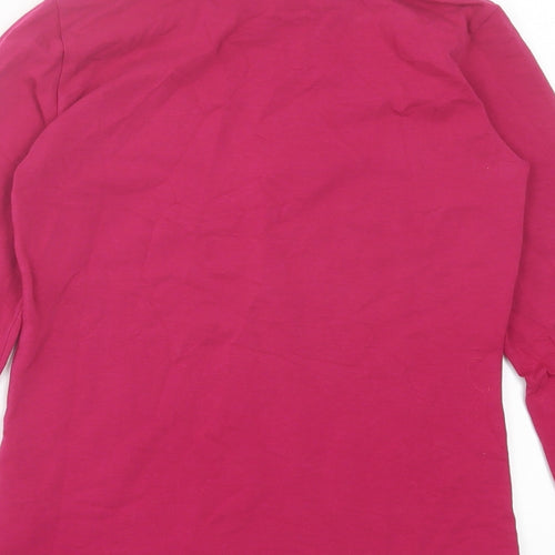 United Colors of Benetton Girls Pink Cotton Basic Casual Size 10-11 Years Roll Neck Pullover