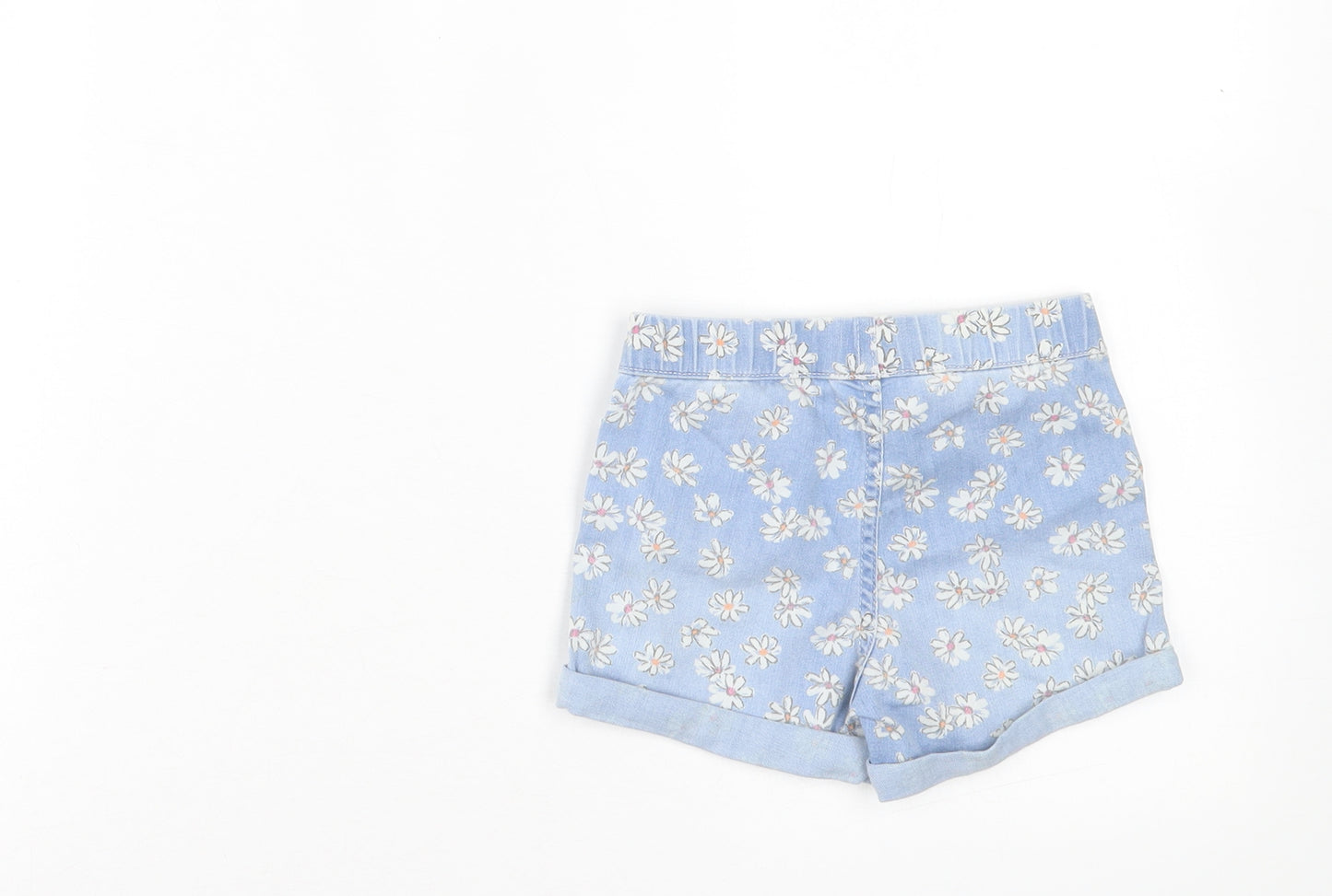 H&M Girls Blue Floral Cotton Boyfriend Shorts Size 2-3 Years Regular
