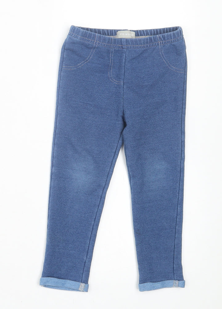 Primark Girls Blue Cotton Capri Trousers Size 24 Months Pullover
