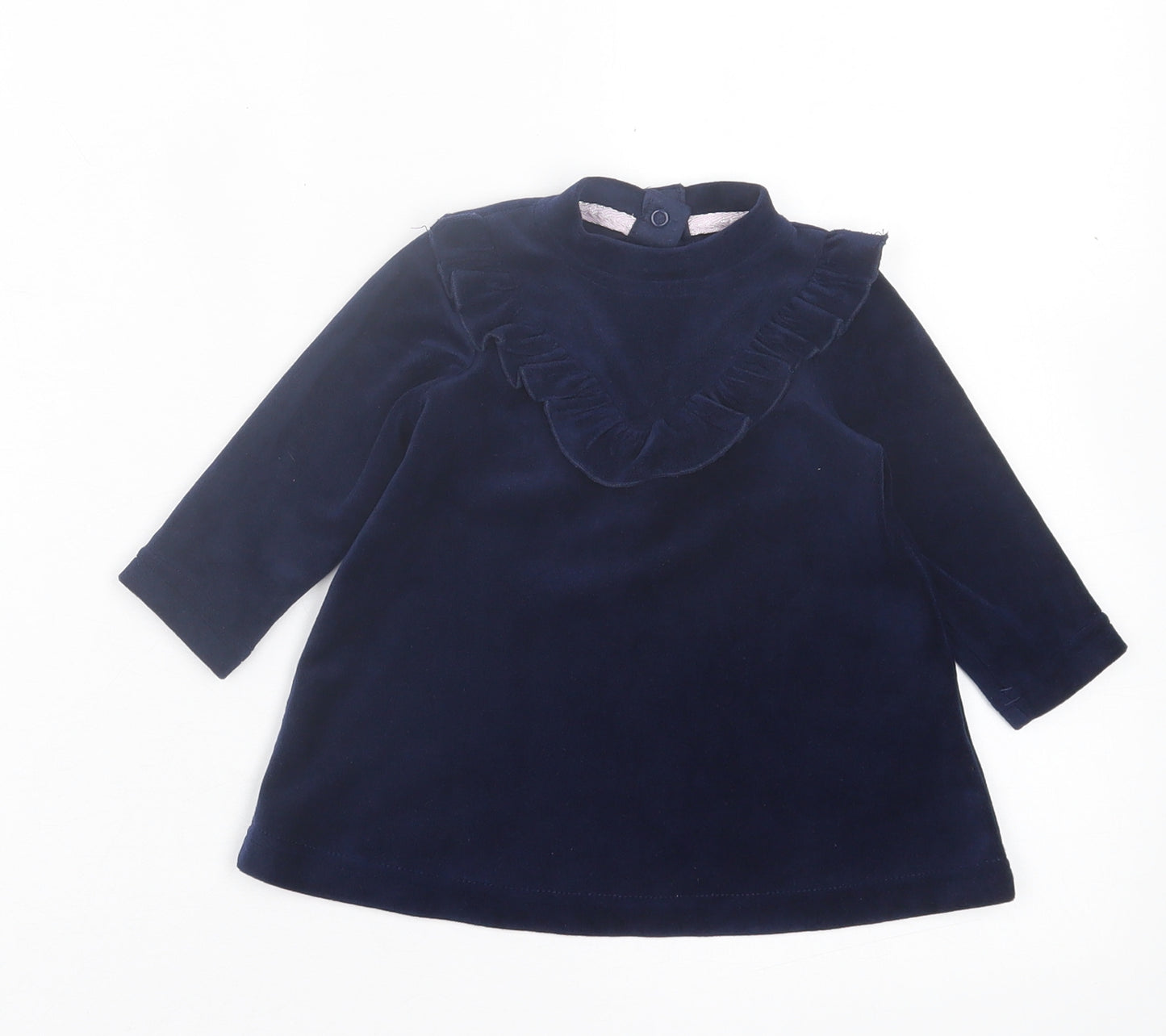 Mothercare Girls Blue Polyester A-Line Size 3-6 Months Crew Neck Button