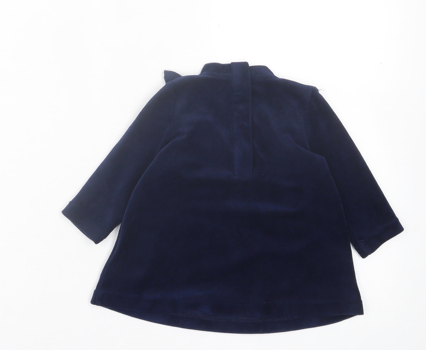 Mothercare Girls Blue Polyester A-Line Size 3-6 Months Crew Neck Button