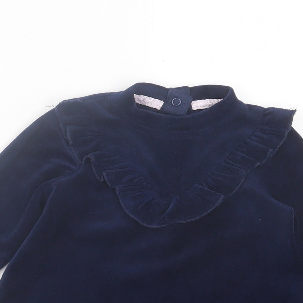 Mothercare Girls Blue Polyester A-Line Size 3-6 Months Crew Neck Button