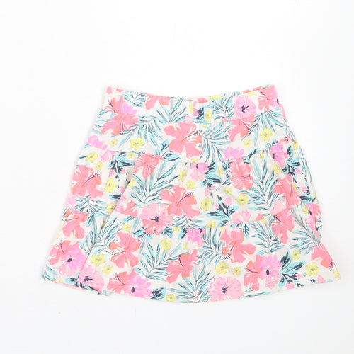 Dunnes Stores Girls Multicoloured Floral Cotton A-Line Skirt Size 2-3 Years Regular Pull On