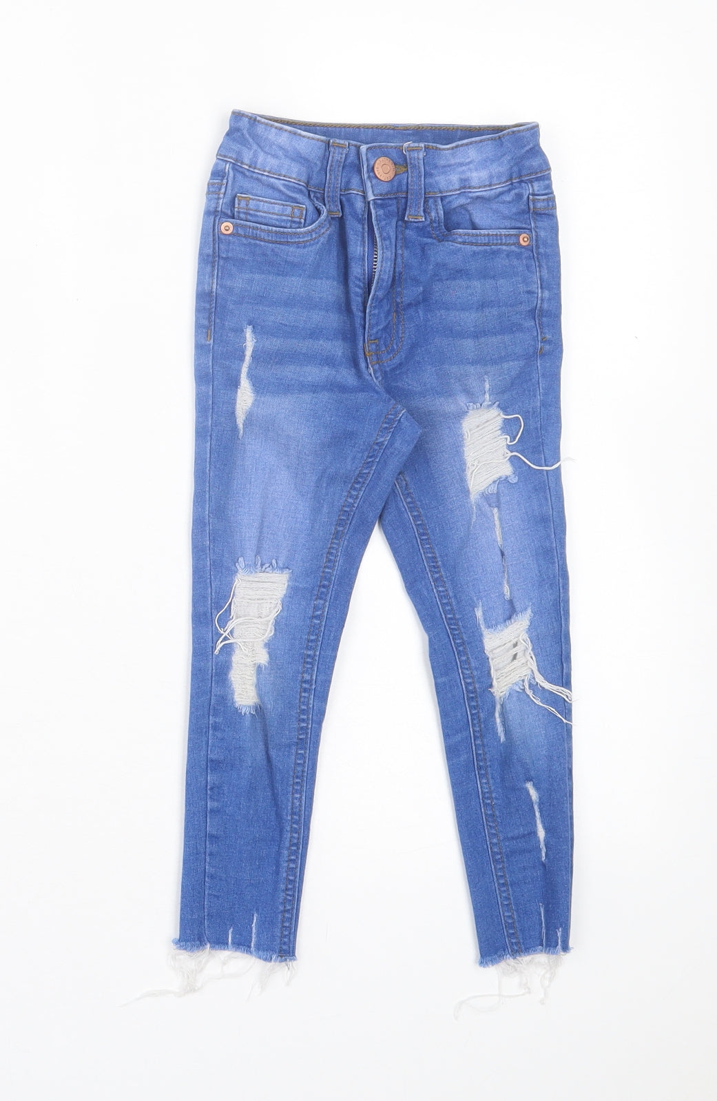 George Girls Blue Cotton Skinny Jeans Size 4-5 Years Regular Button