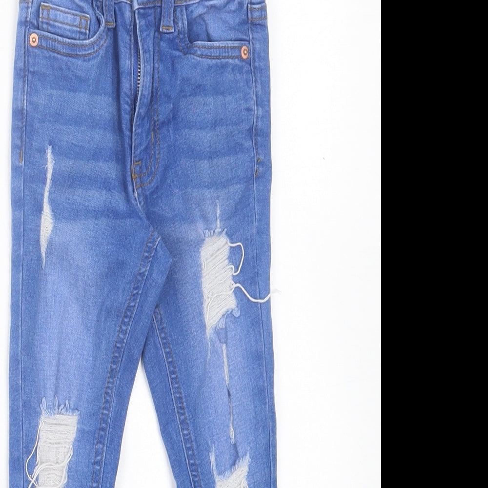 George Girls Blue Cotton Skinny Jeans Size 4-5 Years Regular Button