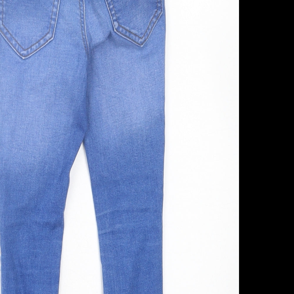 George Girls Blue Cotton Skinny Jeans Size 4-5 Years Regular Button