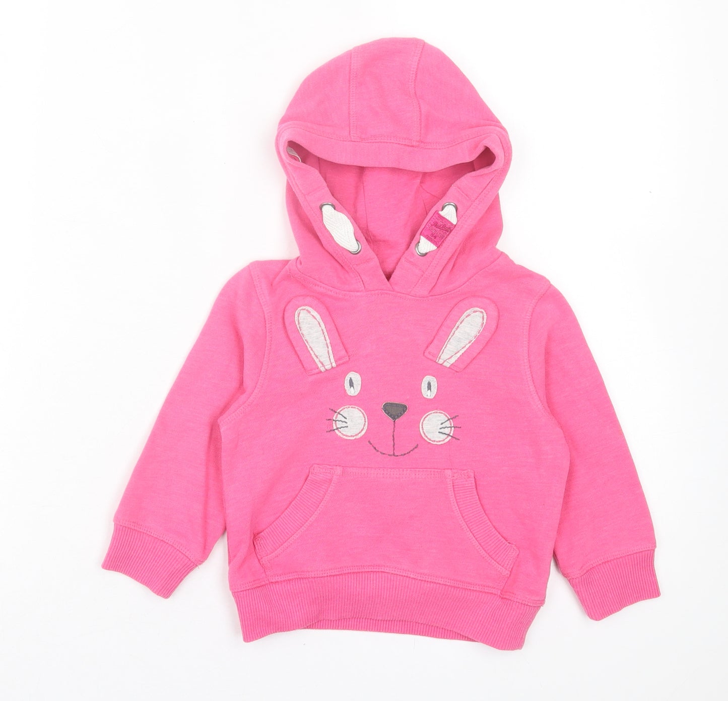 NEXT Girls Pink Cotton Pullover Hoodie Size 2 Years Pullover - Rabbit