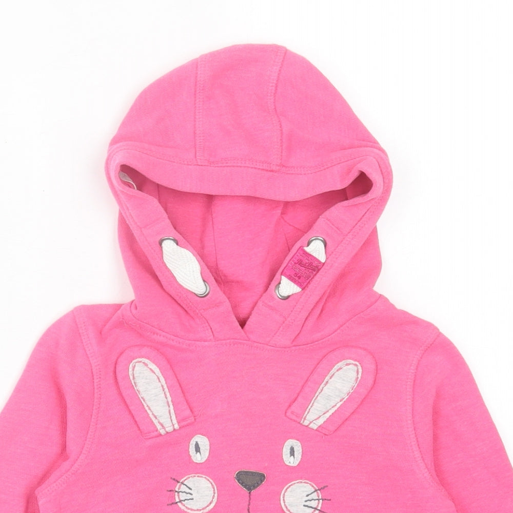 NEXT Girls Pink Cotton Pullover Hoodie Size 2 Years Pullover - Rabbit