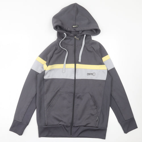 CRPR Mens Grey Striped Cotton Full Zip Hoodie Size M