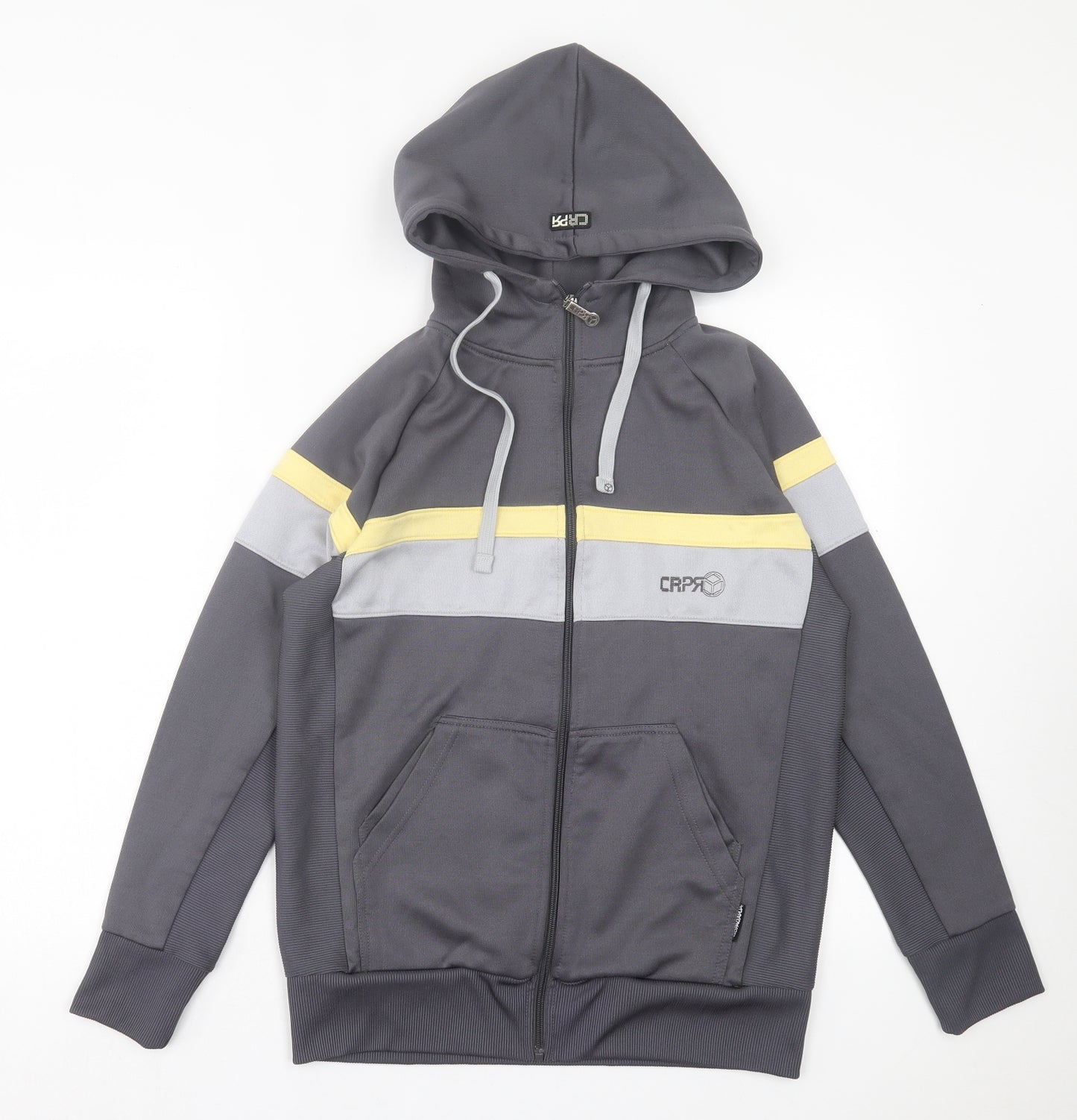 CRPR Mens Grey Striped Cotton Full Zip Hoodie Size M