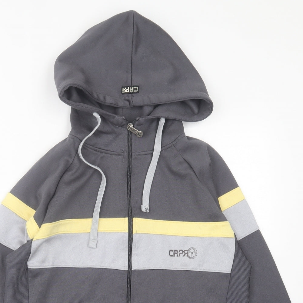 CRPR Mens Grey Striped Cotton Full Zip Hoodie Size M