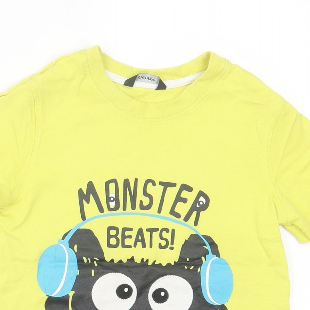 George Boys Yellow Cotton Basic T-Shirt Size 5 Years Crew Neck Pullover - Monster Beats