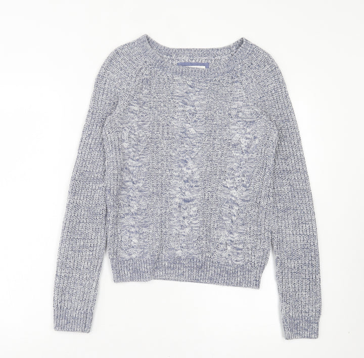 H&M Womens Blue Crew Neck Acrylic Pullover Jumper Size XS