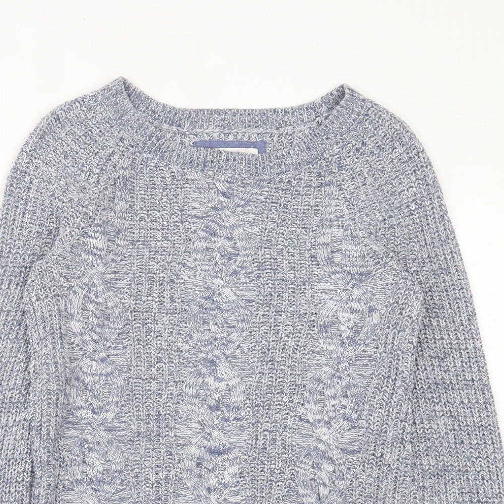 H&M Womens Blue Crew Neck Acrylic Pullover Jumper Size XS