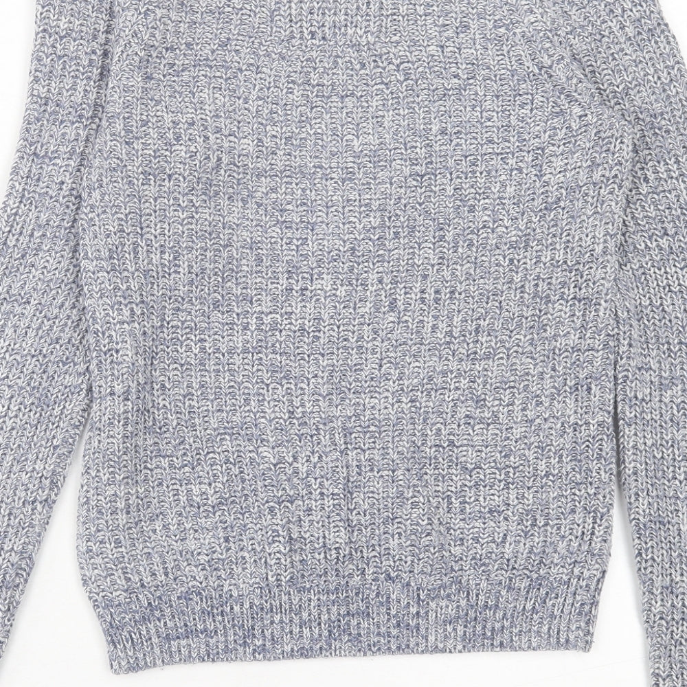 H&M Womens Blue Crew Neck Acrylic Pullover Jumper Size XS