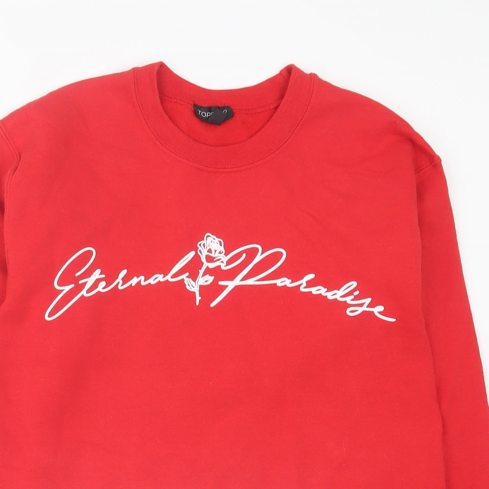 Topshop Womens Red Cotton Pullover Sweatshirt Size S Pullover - Eternal Paradise