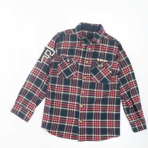 Primark Boys Blue Plaid Cotton Basic Button-Up Size 5-6 Years Collared Button - San Francisco