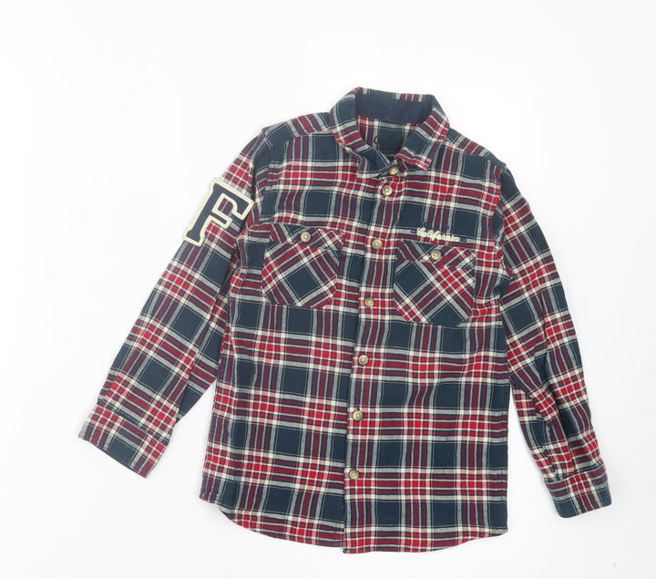 Primark Boys Blue Plaid Cotton Basic Button-Up Size 5-6 Years Collared Button - San Francisco