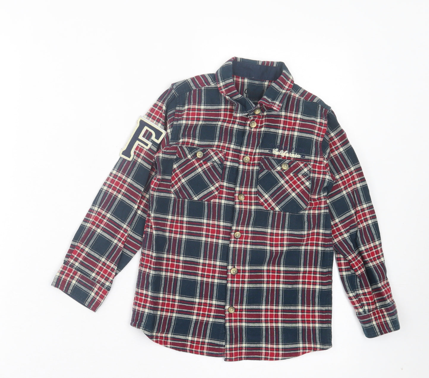 Primark Boys Blue Plaid Cotton Basic Button-Up Size 5-6 Years Collared Button - San Francisco