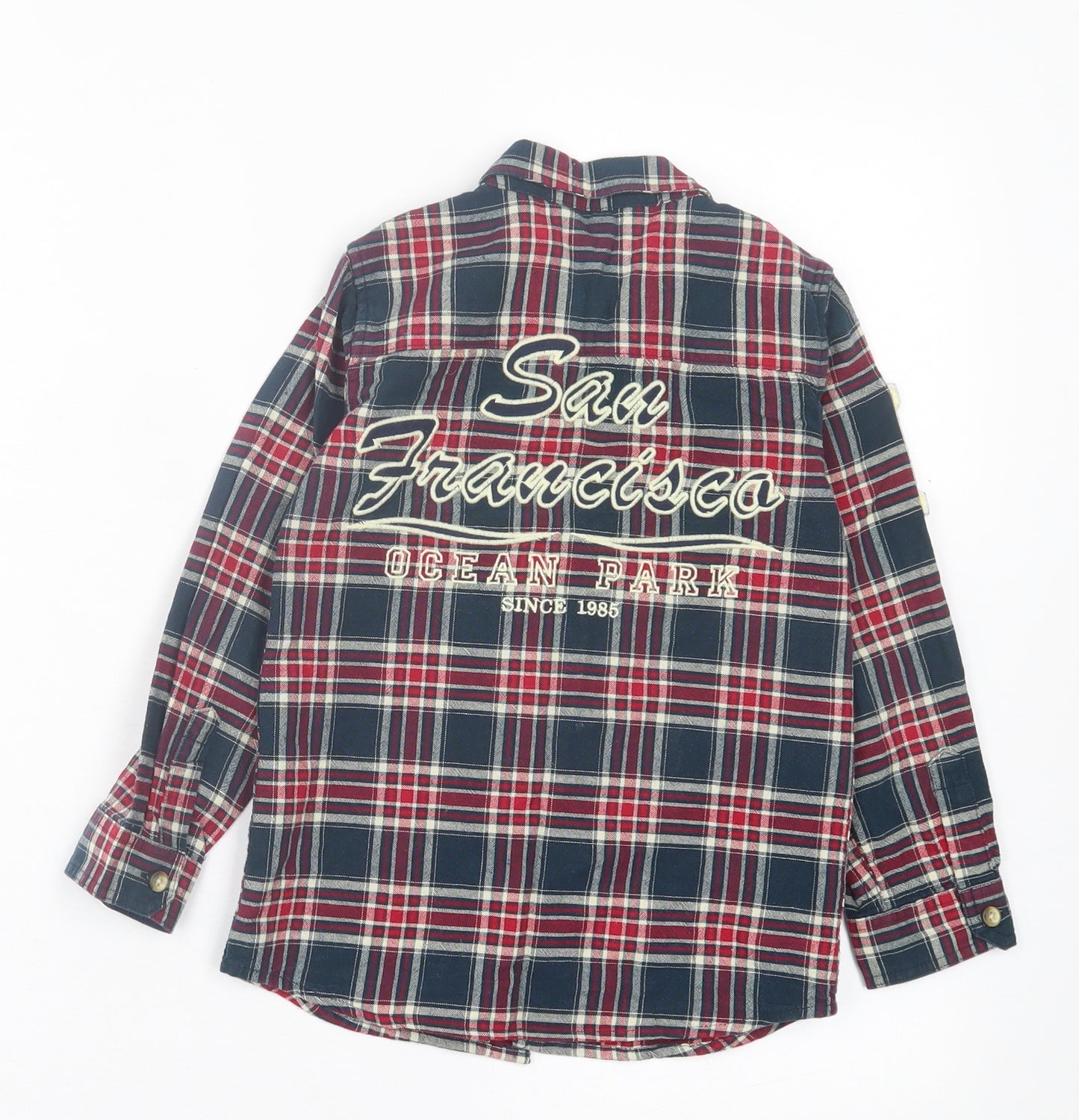 Primark Boys Blue Plaid Cotton Basic Button-Up Size 5-6 Years Collared Button - San Francisco