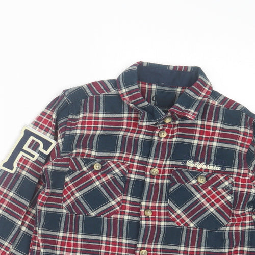 Primark Boys Blue Plaid Cotton Basic Button-Up Size 5-6 Years Collared Button - San Francisco