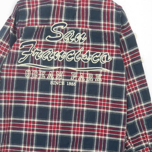 Primark Boys Blue Plaid Cotton Basic Button-Up Size 5-6 Years Collared Button - San Francisco