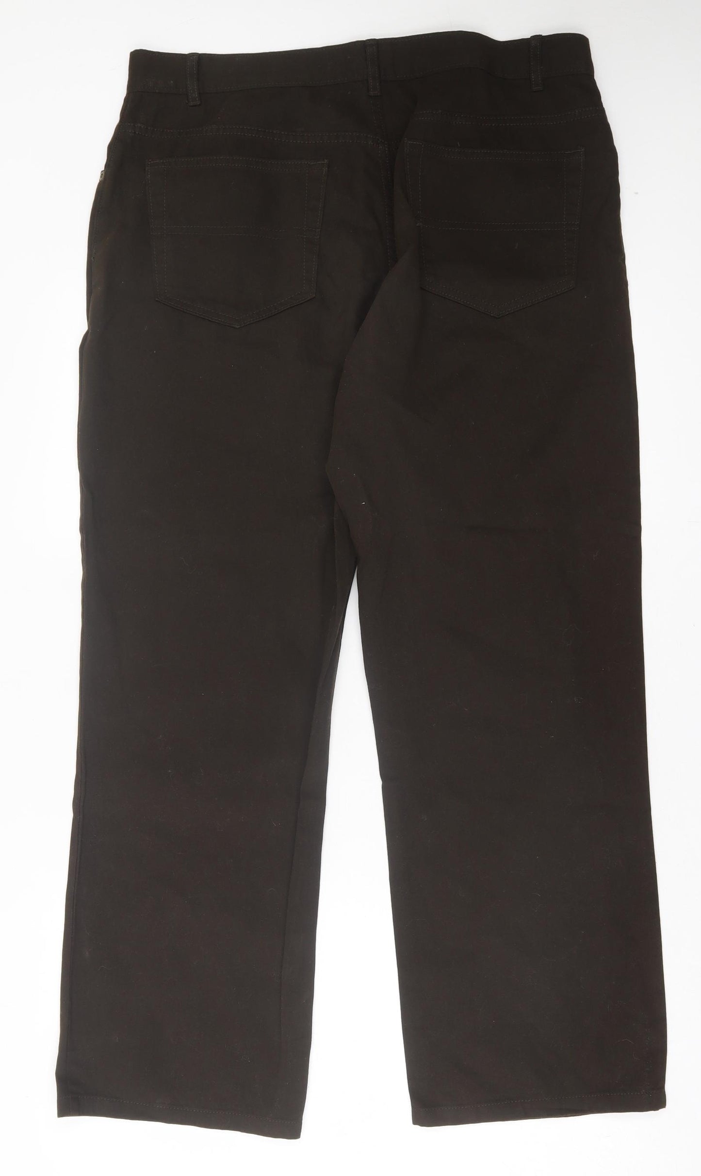 F&F Mens Brown Cotton Straight Jeans Size 36 in L30 in Regular Button