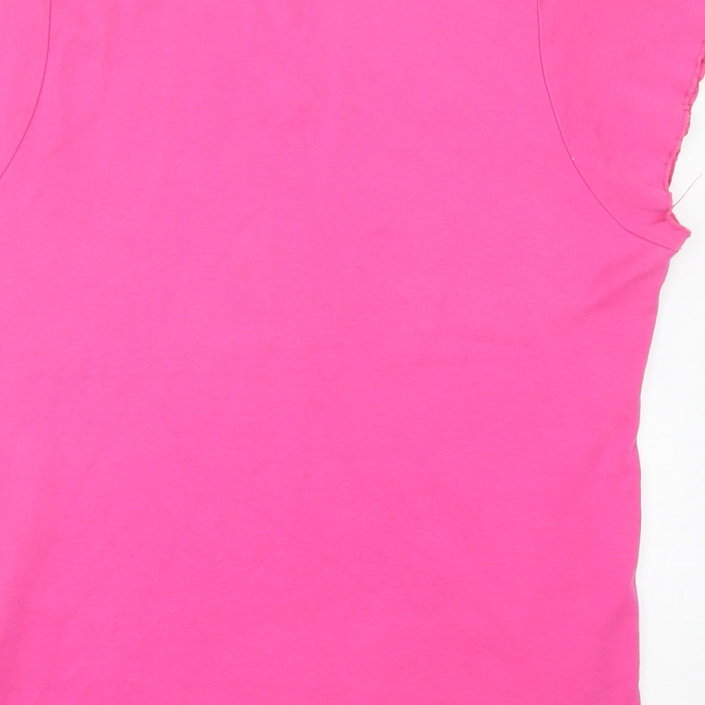 Vogue Womens Pink Cotton Basic T-Shirt Size 16 V-Neck - Lettuce edging, Lace