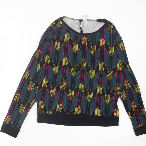 H&M Womens Green Geometric Cotton Pullover Sweatshirt Size XS Pullover