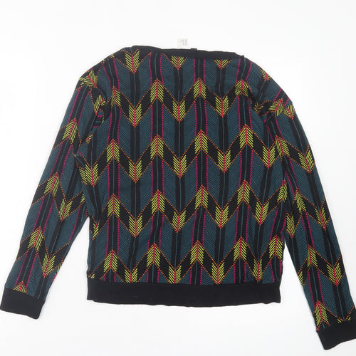 H&M Womens Green Geometric Cotton Pullover Sweatshirt Size XS Pullover