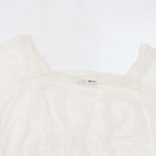 South Womens White Viscose Basic T-Shirt Size 14 Square Neck